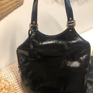 YSL-Yves SAINT LAURENT Rive Gauche Patent Leather Shoulder Bag-FULL INCLUSION